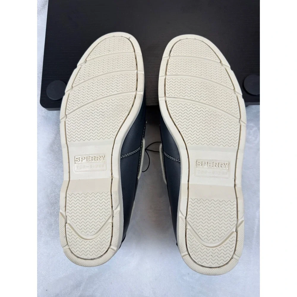 Sperry Top-Sider Casco 2 Eye Mens Navy Blue Leather Boat Shoes Size 10 New